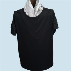 Cotton Bleu Very Soft & Stretchy Black Dress With Cute Ruffled Sleeves-Size Med?
